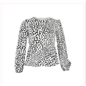 NWOT Rixo Dalmatian Print Open Back Blouse Women's Medium